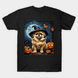 Aesthetic Halloween Pekingese Dog Witch Pumpkin Horror Nights Custom T-Shirt